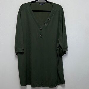 BloomChic Plus Size Olive Army Green Buttoned Henley V-Neck Tunic 3655